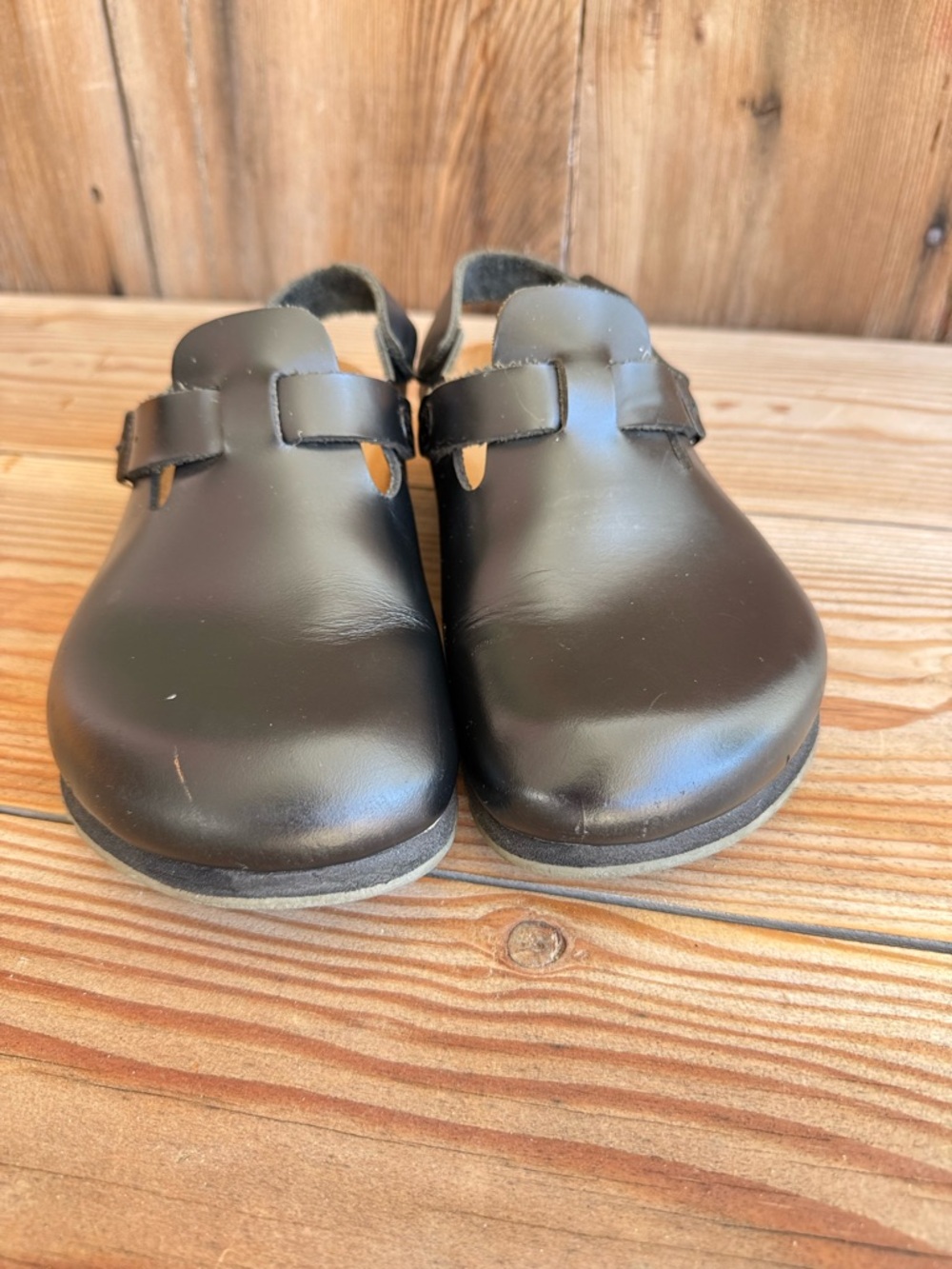 Birkenstock Tokyo Black Leather Clog Mules with Adjustable Strap - Picture 2 of 11